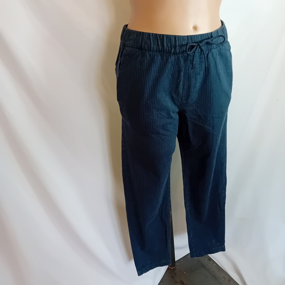 Abercrombie & Fitch Mens Sneaker Pant Stretch Jogger Pinstripe Navy Relaxation s - Picture 2 of 16